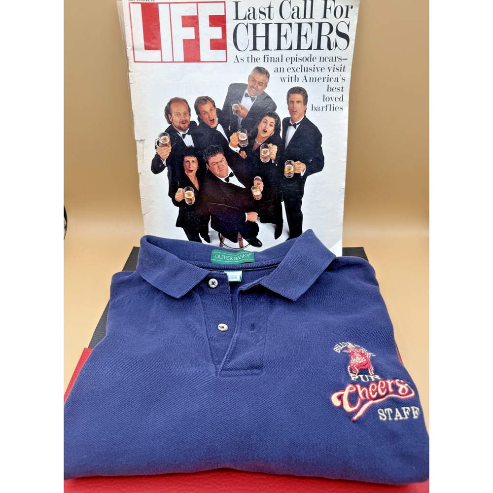 Vintage Cheers/Bull & Finch Pub Staff Shirt and Life Magazine From May 1993